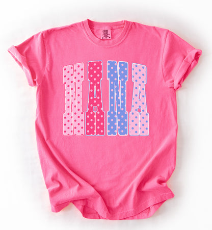 Pink Comfort Colors or Gildan Softstyle Nana Polkadot Shirt/ Gifts for Her/ Mothers Day Gift