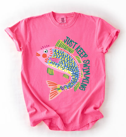 Sweet Summertime Drop - Comfort Colors Just Keep Swimming Tee/ Youth and Adult Sizes