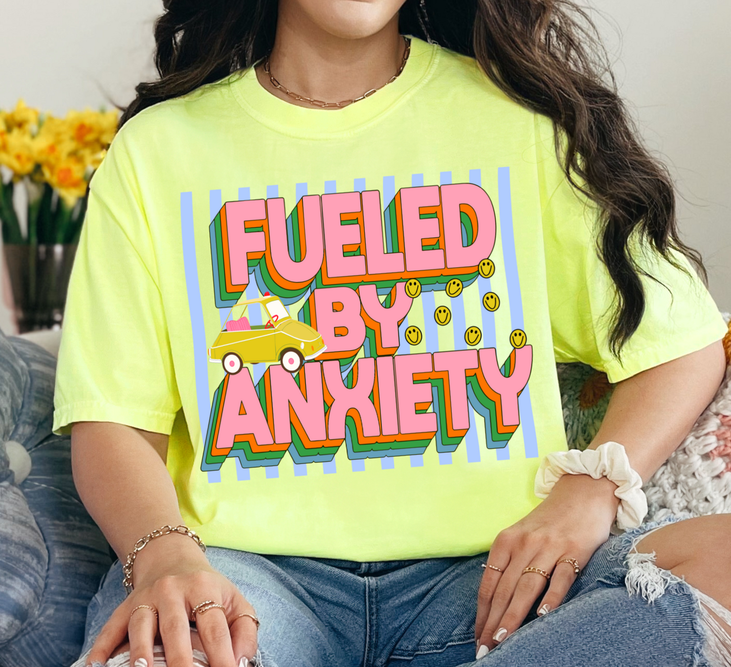 Comfort Colors - Fueled By Anxiety Shirt/ Adult Sizes