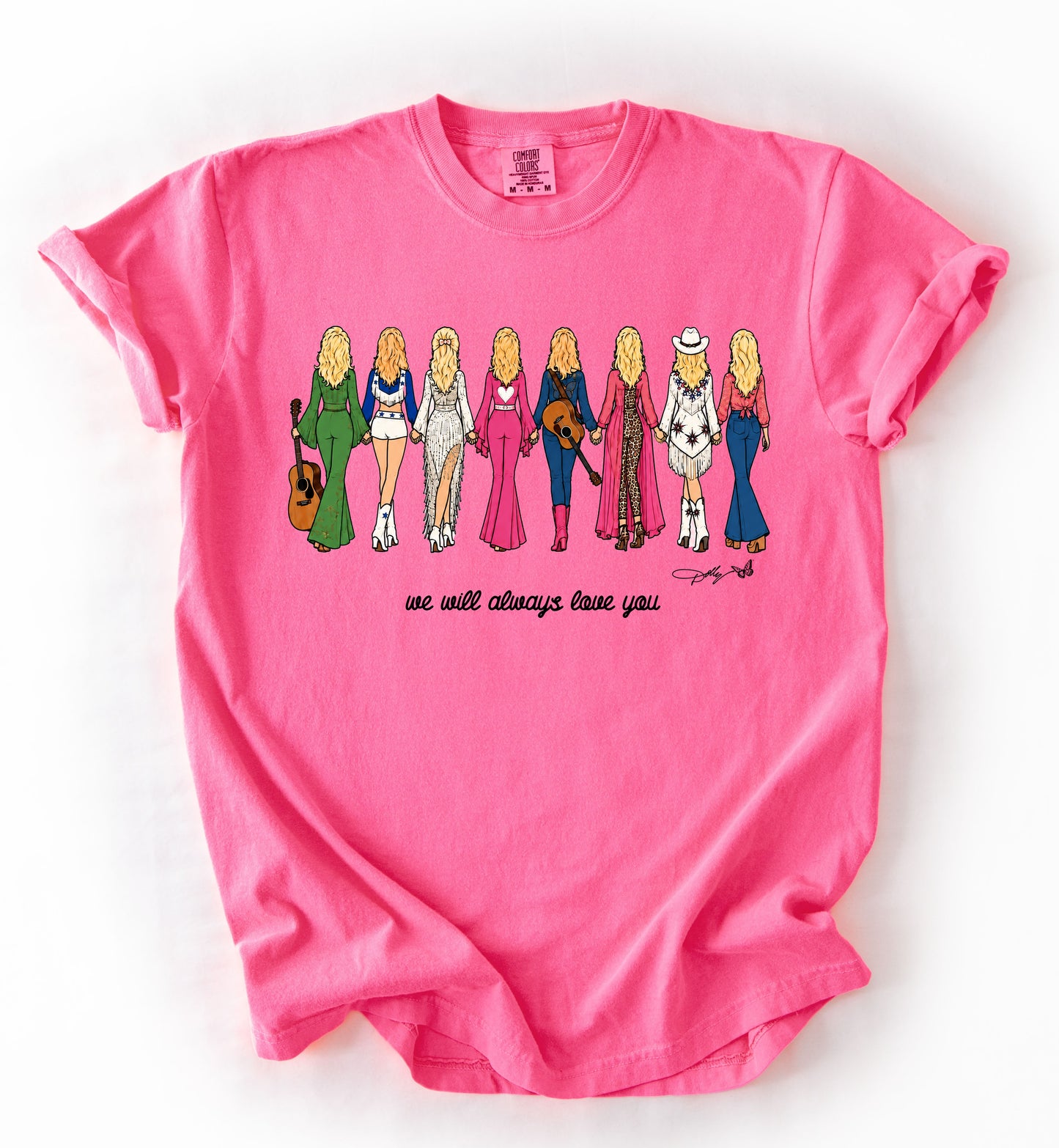 Comfort Colors We Will Always Love You Dolly Print Shirt/ Youth and Adult Sizes