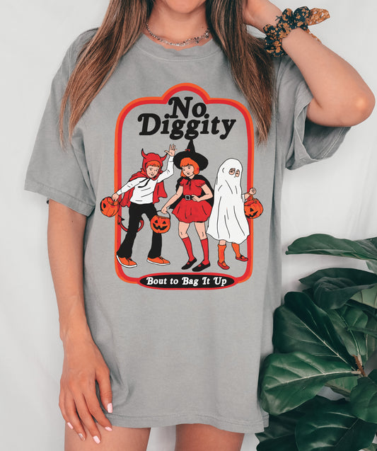 Comfort Colors or Bella Canvas No Diggity Bout To Bag It Up Halloween Tee/ Funny Halloween Shirts/Youth and Adult Sizes