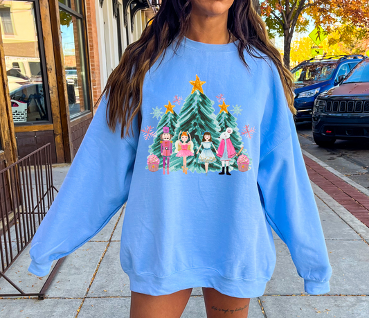 Columbia Blue Youth and Adult Watercolor Nutcracker Sweatshirt/ Christmas Sweatshirt
