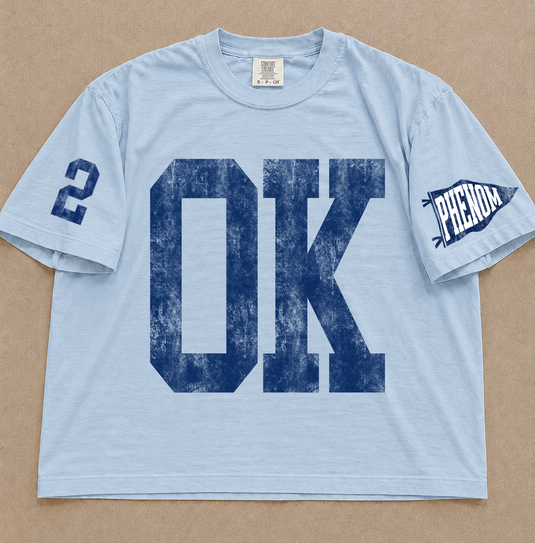 Custom Comfort Colors OK Phenom (OR ANY OTHER TEAM) Number Spiritwear Shirts/Baseball or Softball/ Custom Boxy Crops