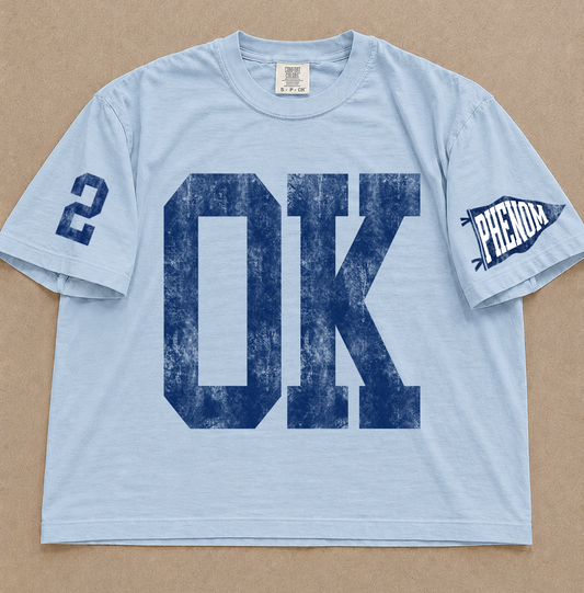 Custom Comfort Colors OK Phenom (OR ANY OTHER TEAM) Number Spiritwear Shirts/Baseball or Softball/ Custom Boxy Crops