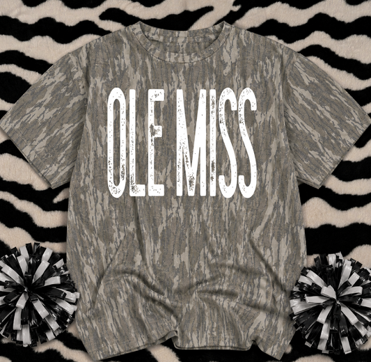 Rebs Mossy Oak Camo Shirt/ Customized for ANY School or Team - Just Type In the Boxes- Youth and Adult Sizes / Ole Miss