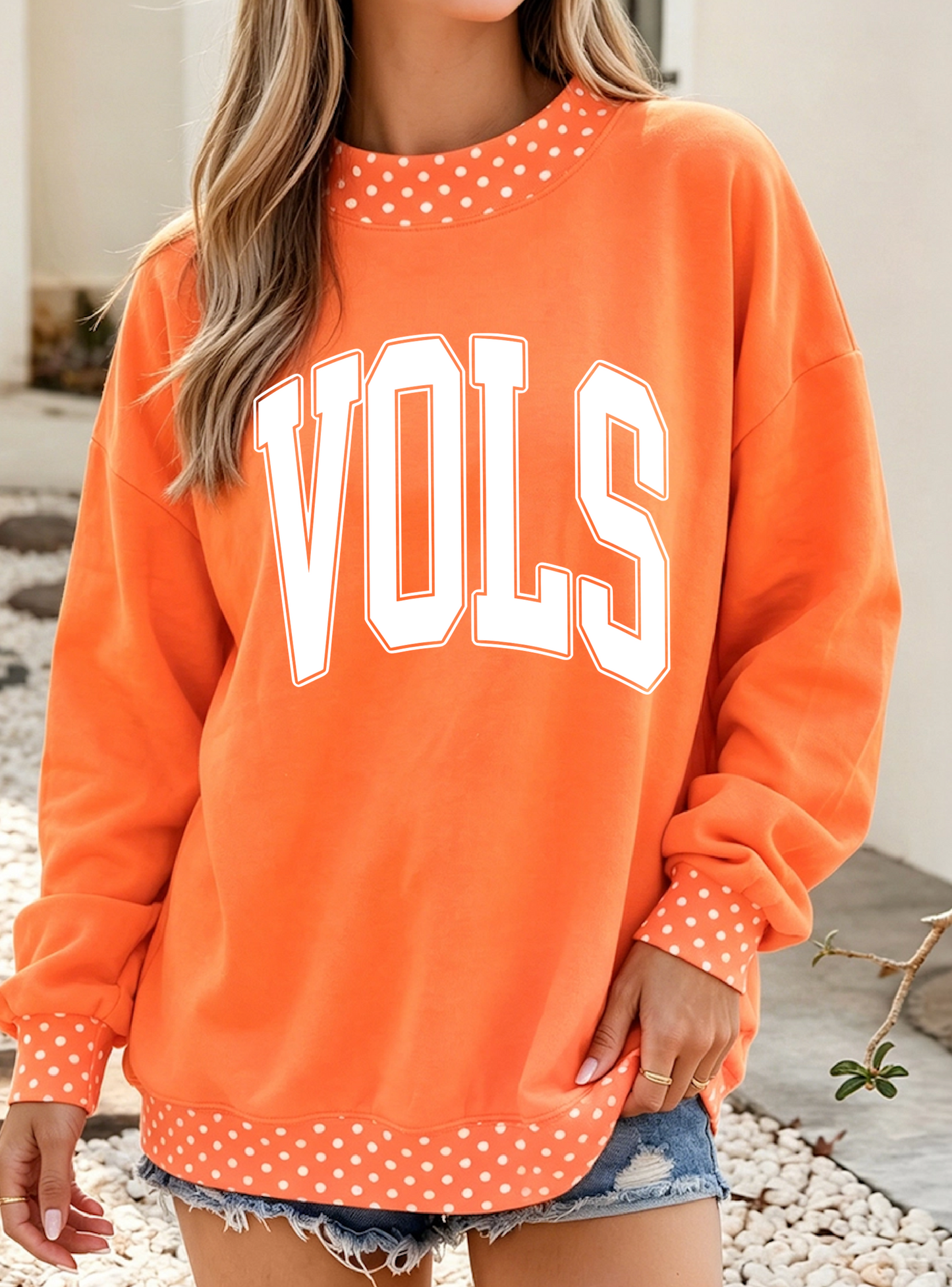 Polkadot Vols Mockneck Sweatshirt/ Adult Sizes - You can change the Mascot/Saying