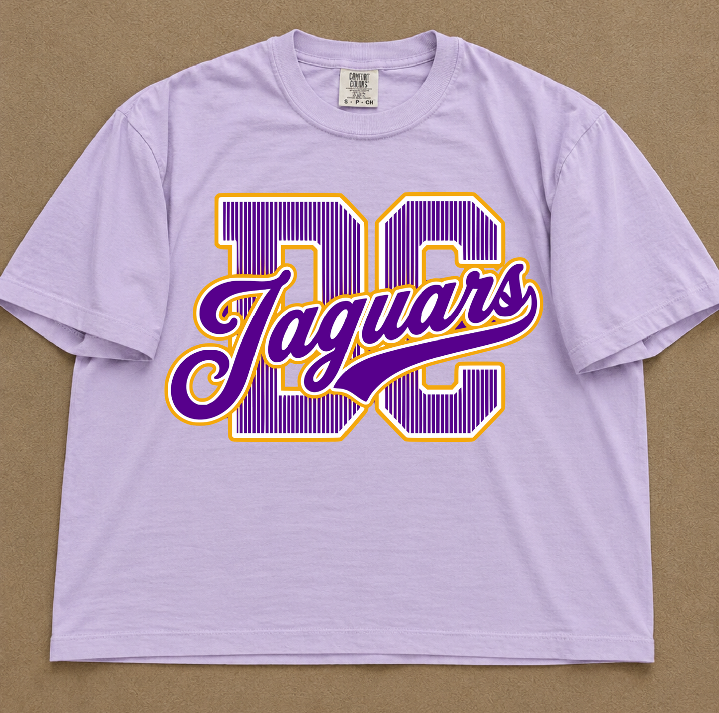 Comfort Colors Boxy Crop (Or Full Length) DC Jaguars Stripe Tee / Desoto Central Schools / Mississippi School Shirt /Adult Sizes - DC Jags/ Desoto Central