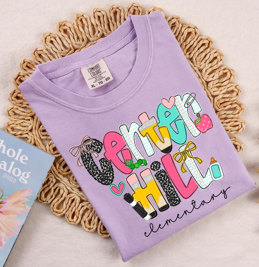 Comfort Colors Center Hill Elementary (OR ANY OTHER SCHOOL) Specific School Tee  - YOUTH and ADULT SIZING