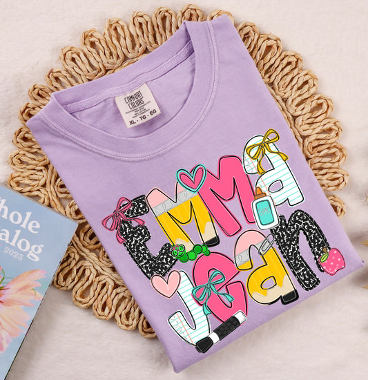 Custom Name Back To School Shirt/ Custom Comfort Colors or Bella Canvas -Youth and Adult Sizes Available