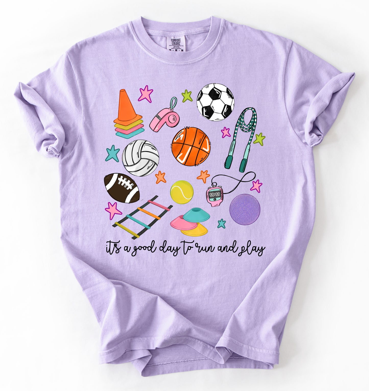Comfort Colors PE Teacher Shirt/ Great Day To Run And Play Shirt/ Youth and Adult Sizes