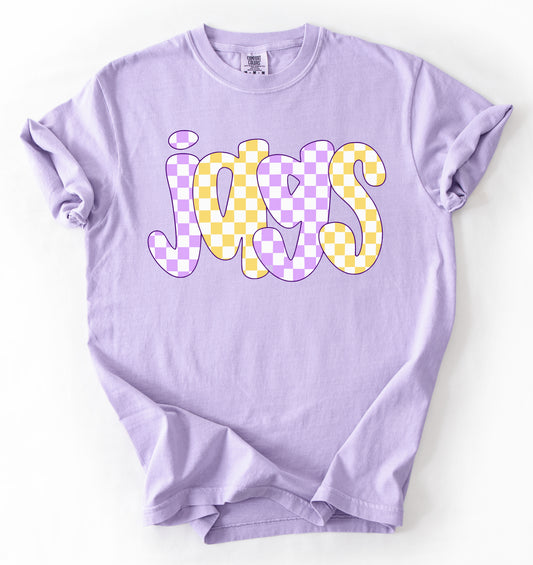 Comfort Colors  Desoto Central Jags Checkered Tee / Desoto Central Schools / Mississippi School Shirt /Youth and Adult Sizes - DC Jags/ Desoto Central