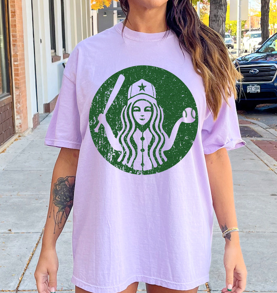 Orchid Comfort Colors Baseball Coffee Mama Tee/ Quality Retro Tee