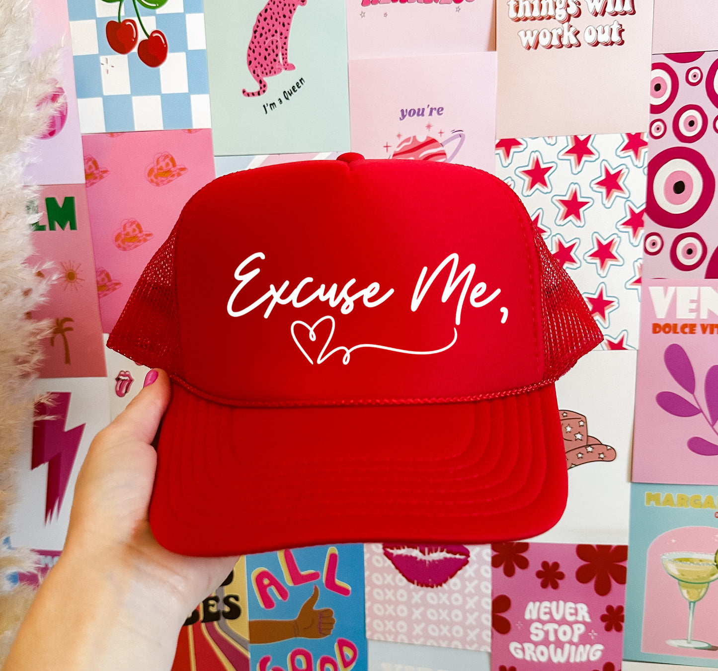 Excuse Me Heart Otto Trucker Hat / Valentines Trucker Hat/ Valentines Cap/ Multiple Colors