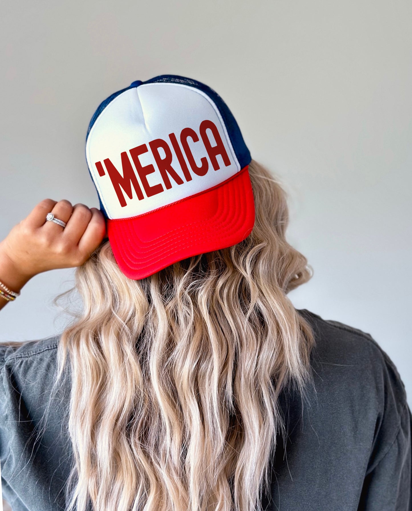Merica USA Trucker Hat/ Mens Trucker Hats/ Funny Fathers Day Gift/ July 4th Hat