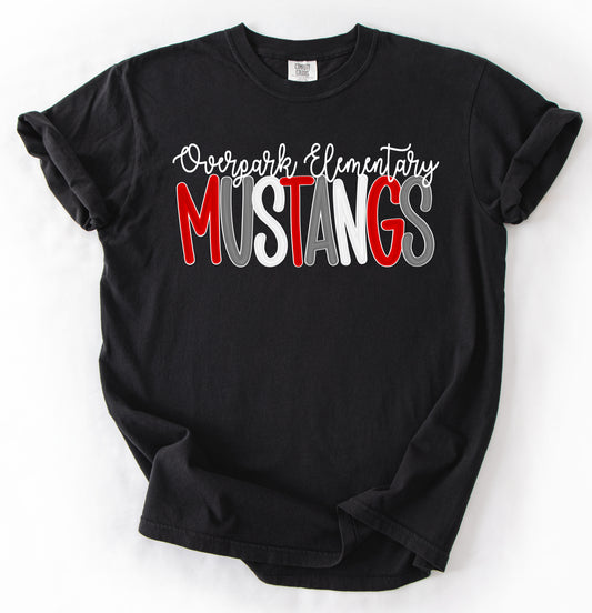 Comfort Colors or Gildan Softstyle Overpark Elementary Mustangs Polkadot Tee/ Youth and Adult Sizes /  Center Hill Mustangs