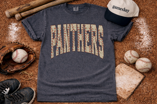 Cropped or Regular Length Comfort Colors Panthers Camo Baseball Shirt / Youth and Adult Sizes/Panthers Baseball Shirts