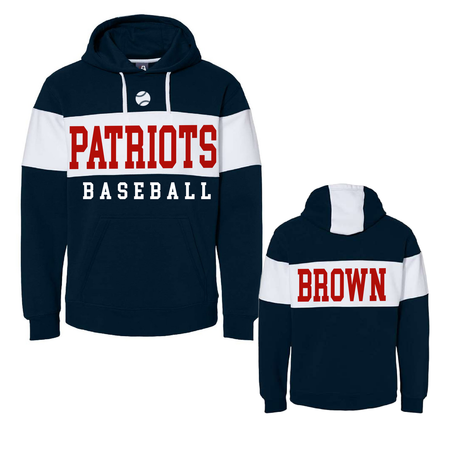 Multiple Colors-  Custom Personalized Baseball Design J. America - Varsity Fleece Colorblocked Hooded Sweatshirt Hoodie