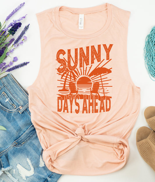 Sunny Days Ahead Muscle Tank/ Summer Vibes Beach Cover Up Vacation Summer Tank