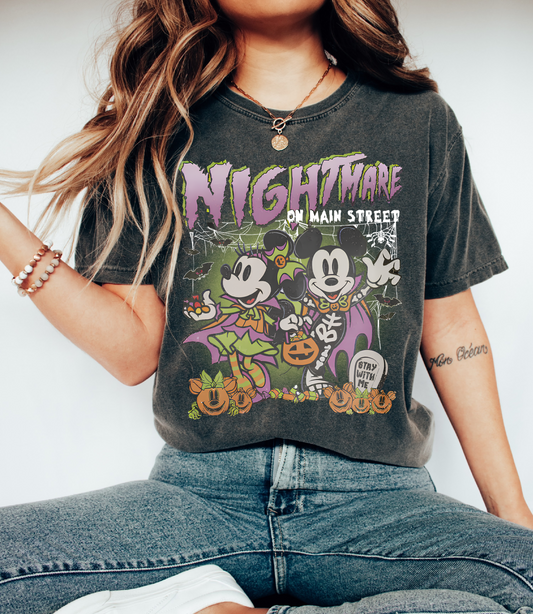 Comfort Colors or Bella Canvas Mickey -Nightmare on Main Street Shirt/ Youth and Adult Sizes