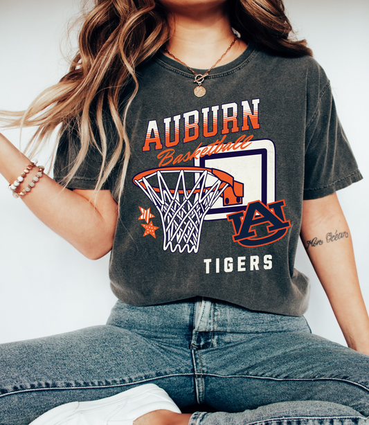 Auburn Basketball Tee/ Comfort Colors or Bella Canvas - Youth and Adult Sizes