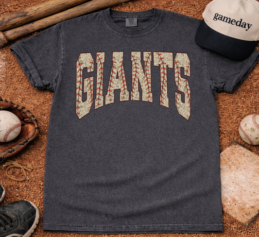Comfort Colors or Gildan Softstyle Giants Camo Baseball Shirt/ Youth and Adult Sizes