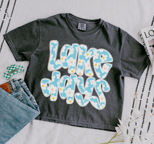 Boxy Crop Comfort Colors Lake Days Tee/Comfort Colors Cover Up
