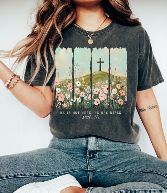 Comfort Colors or Bella Canvas He Is Not Here: He Is RIsen Tee/Youth and Adult Sizes / Easter Shirt