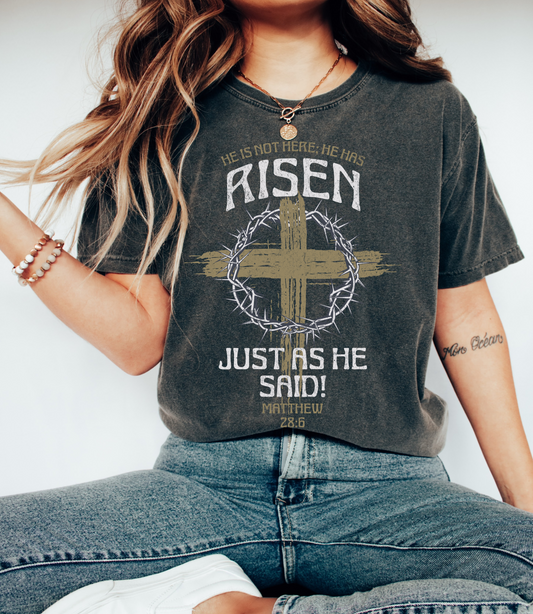 Comfort Colors or Bella Canvas He Has Risen Tee/ Toddler, Youth, and Adult Sizes / Easter Shirt/ Perfect for Men or Women