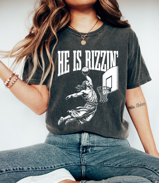 Easter Bella Canvas Soft Style or Comfort Colors He Is Rizzin' Jesus Tee/ Toddler, Youth, and Adult Sizes
