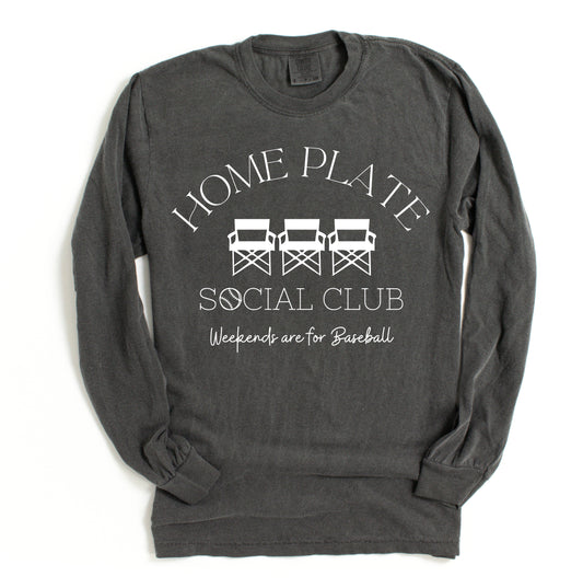 Comfort Colors Long Sleeve Baseball Shirt/ Home Plate Social Club