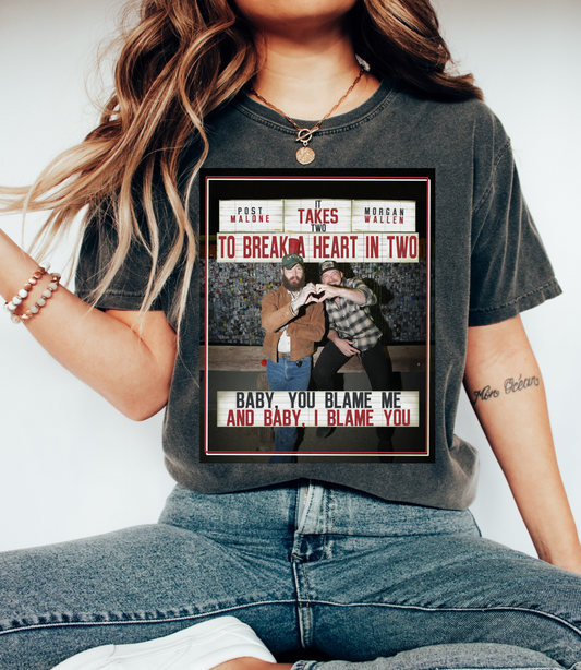 Comfort Colors It Takes Two To Break A Heart In Two Country Music Tee