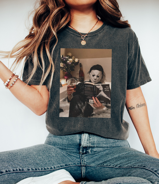 Comfort Colors Michael Myers Wine- 50 Shades Halloween Heart Tee/ Vintage Retro Halloween Shirts