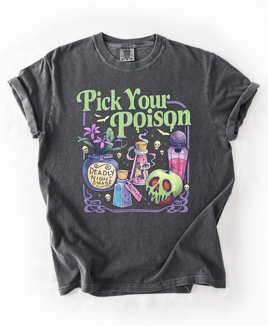 Comfort Colors Pick Your Poison Halloween Tee/Halloween Fall Shirt/ Youth and Adult Shirts