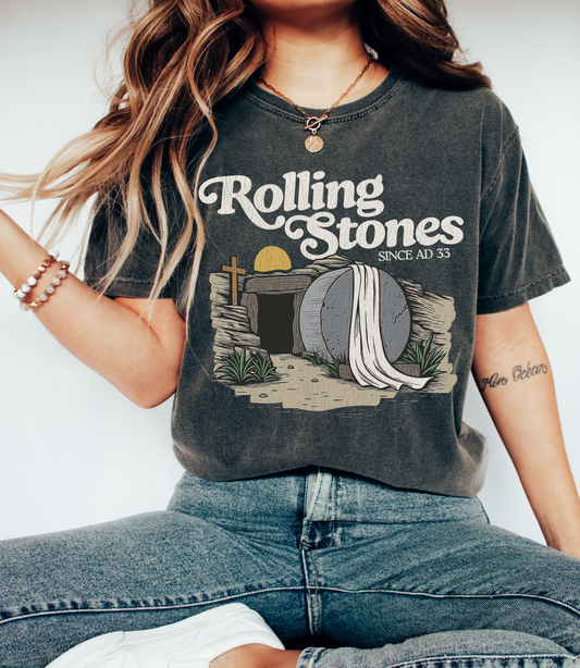 Comfort Colors or Bella Canvas Rolling Stone He Is Risen Tee/ Toddler, Youth, and Adult Sizes