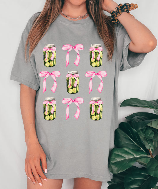 Comfort Colors or Bella Vintage Pickles Bow Tee / Toddler, Youth, and Adult Sizes