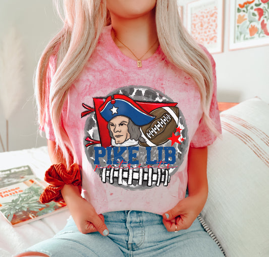 Comfort Colors Color Blast Pike Lib Patriots Football Unisex Shirt / Adult Sizes/ PLAS -Desoto County Schools /Lewisburg Patriots Mississippi School Shirt