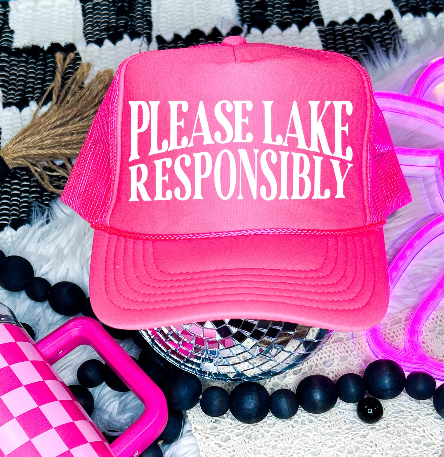 BRIGHT COLORS Please Lake Responsibly Trucker Hat/ Trucker Hat/ Funny Trucker Hats/Lake Day Hat /Multiple Colors