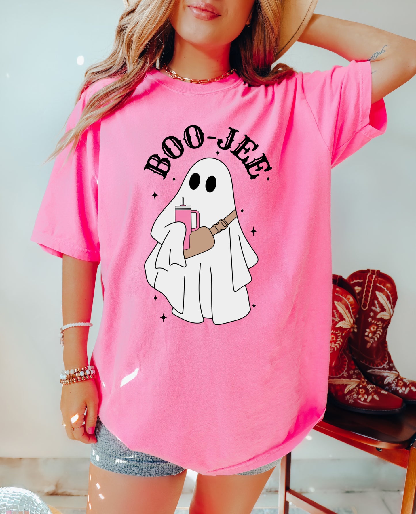 Bella or Comfort Colors Bouj-ee Ghost Halloween Tee/ Halloween Shirt/ Mommy and Me/ Youth and Adult Sizes