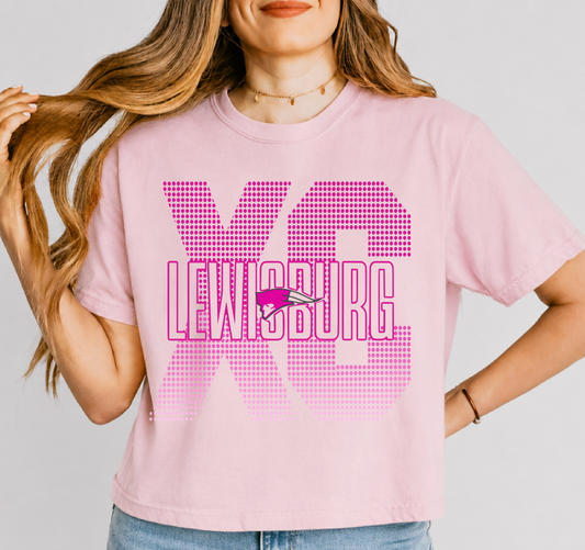 Lewisburg Cross Country Shirt /  Boxy Cropped Tee/ Adult Sizes - Pink Shirt