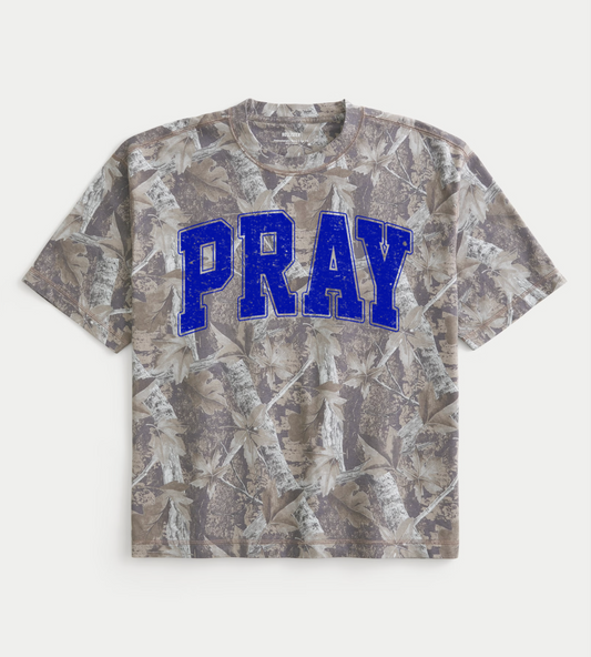 Camo Boxy Crop Pray Tee/  Adult Sizes