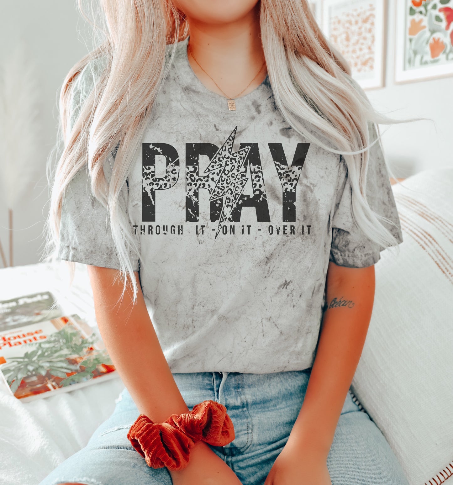 Comfort Colors Color Blast Pray On It- Pray Over It -  Pray Through It-  Religious Tee/ Adult Sizes Available