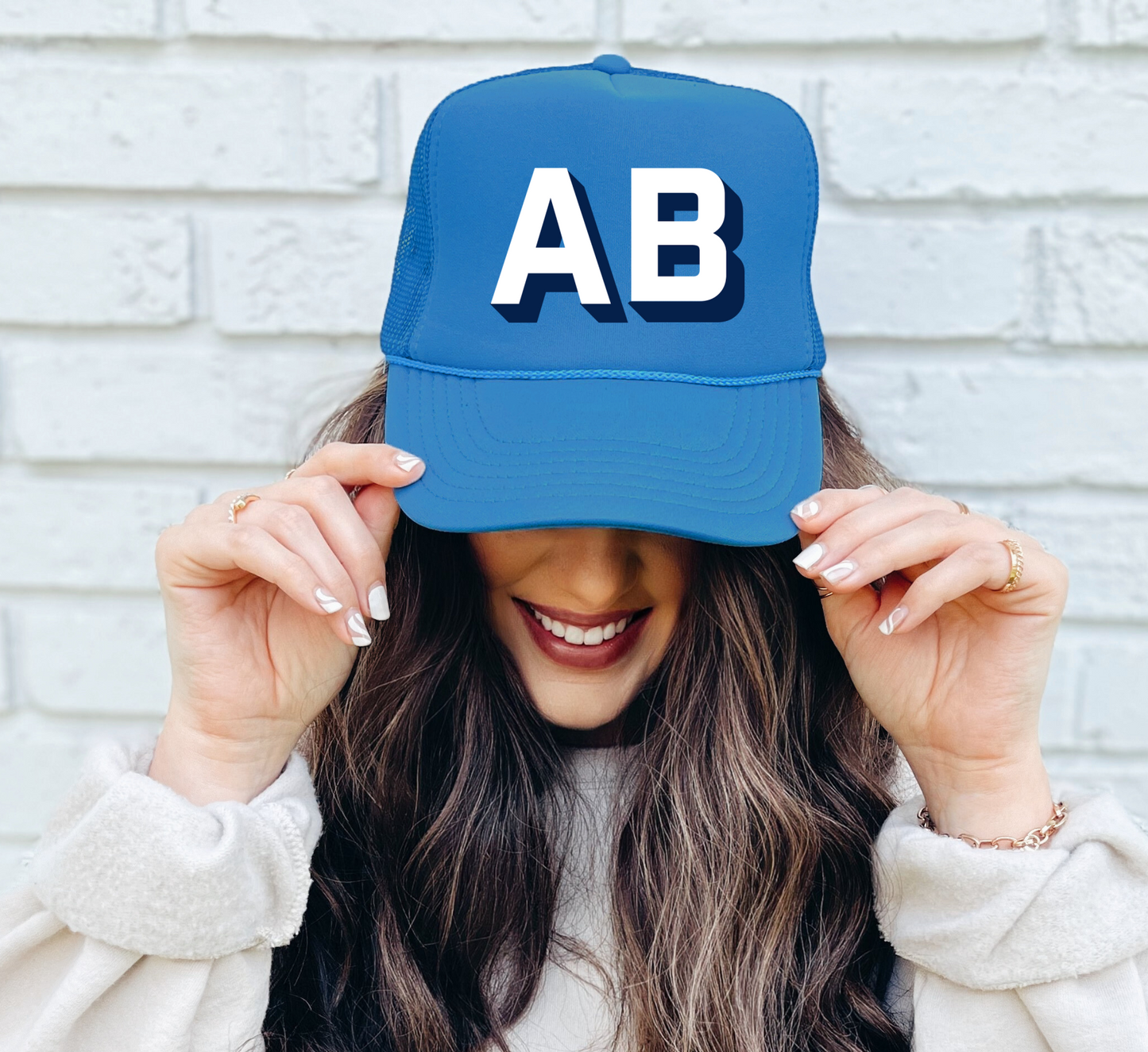 Custom Shadow Monogram Preppy Trucker Hat /Gifts for Her / Many Color Options