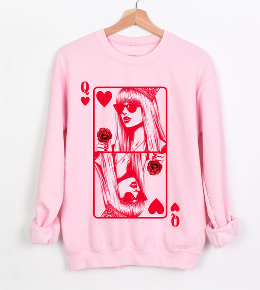 Swiftie Queen of Hearts Valentine with Flower Unisex Sized Sweatshirt/ Gildan or Bella Brand/ Adult Sizes