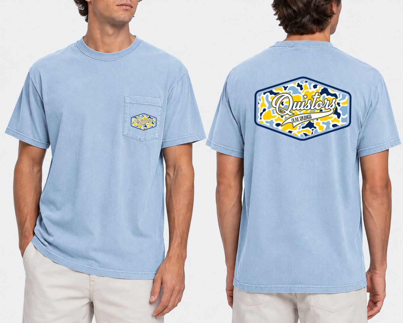 Comfort Colors Olive Branch Quistors Camo Tigers Tee- Vintage Pocket Tee/ Youth Sizes will NOT have actual pocket