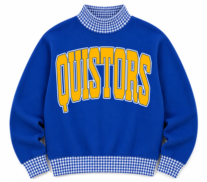 Gingham School Spirit Quistors or Any Other  Mascot/Team Mock Neck Sweatshirt - Completely Customizable/ Game Day Sweatshirts