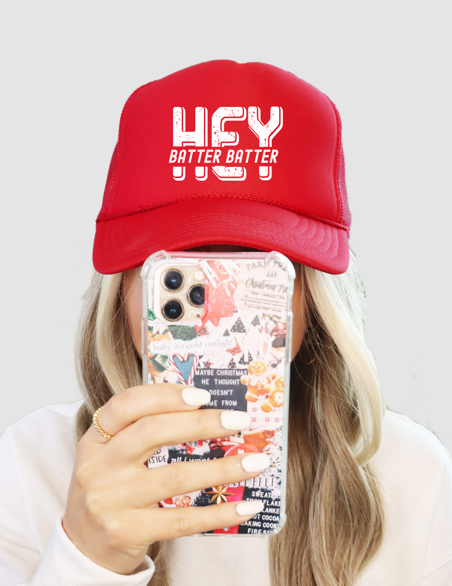 Hey Batter Batter Baseball Trucker Hat/ Multiple Colors