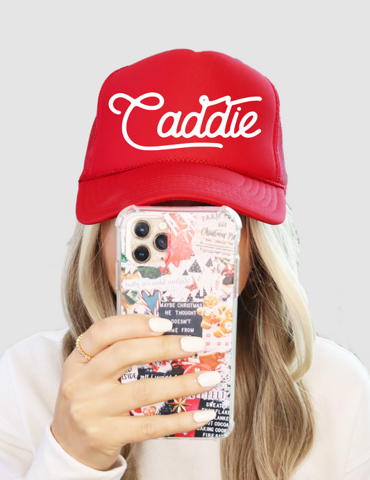 Caddie Red Trucker Hat/ Cute Caddie Hat