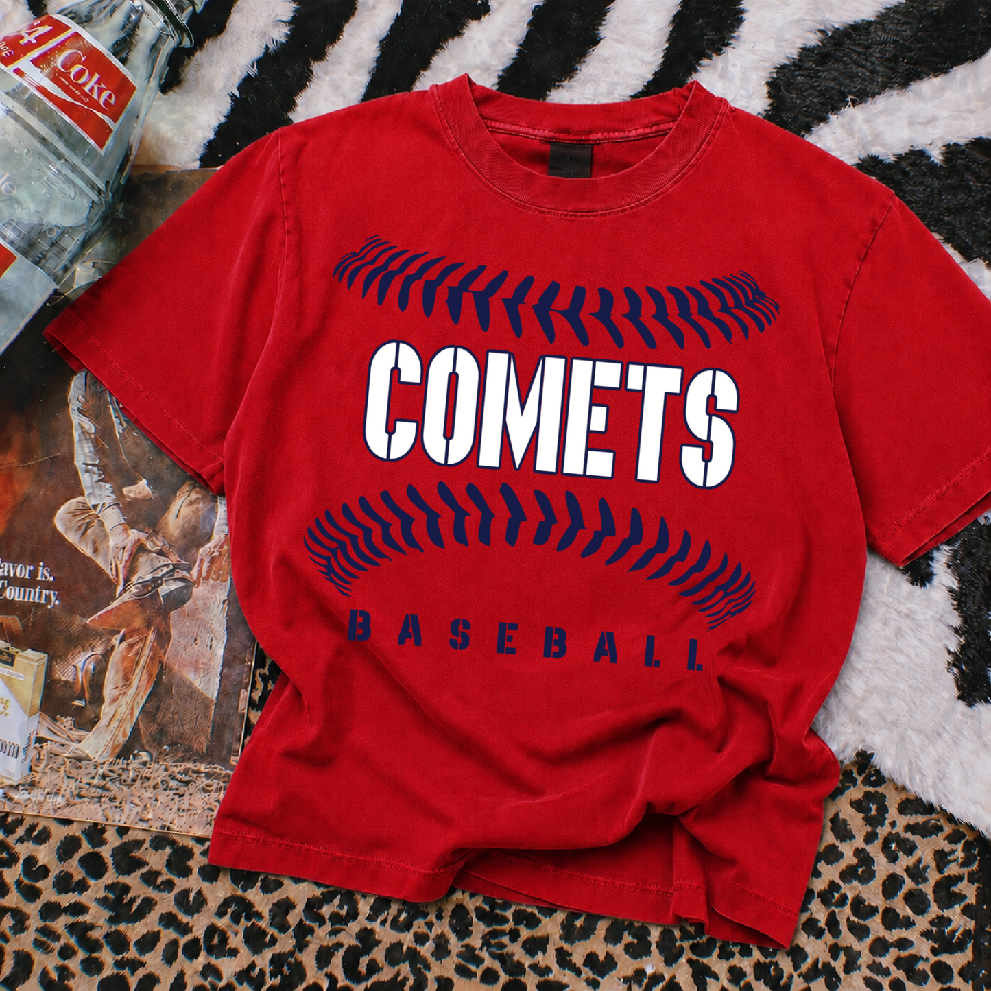 Comets Baseball Boxy Crop or Full Length Shirt /Adult Sizes