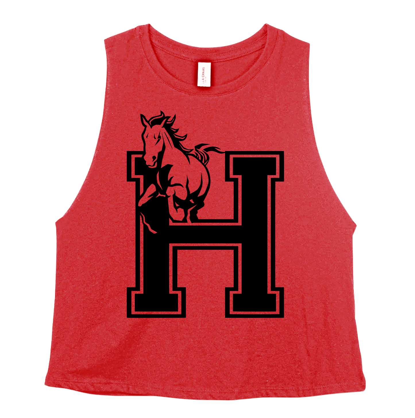 Red Houston Mustangs Cropped Bella Tank