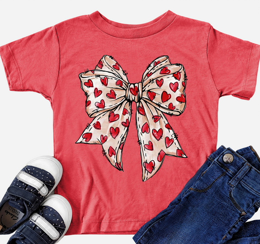 Comfort Colors or Bella Bow Heart Shirt / Youth and Adult Sizes/ Valentines/ Gift for Her
